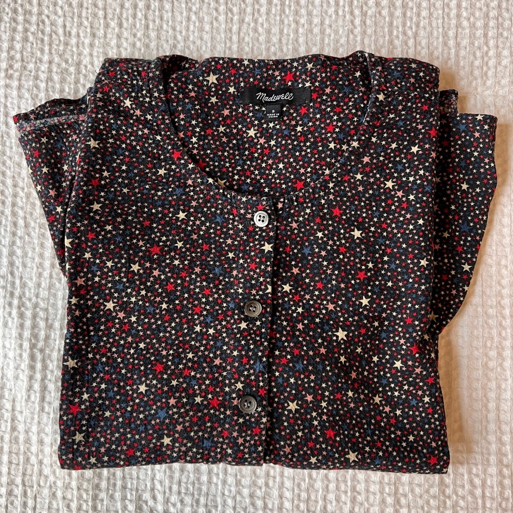 Madewell Studio Ruffle-Hem Top in Starry Night